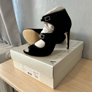 Ann Taylor Black Peep-Toe Heels